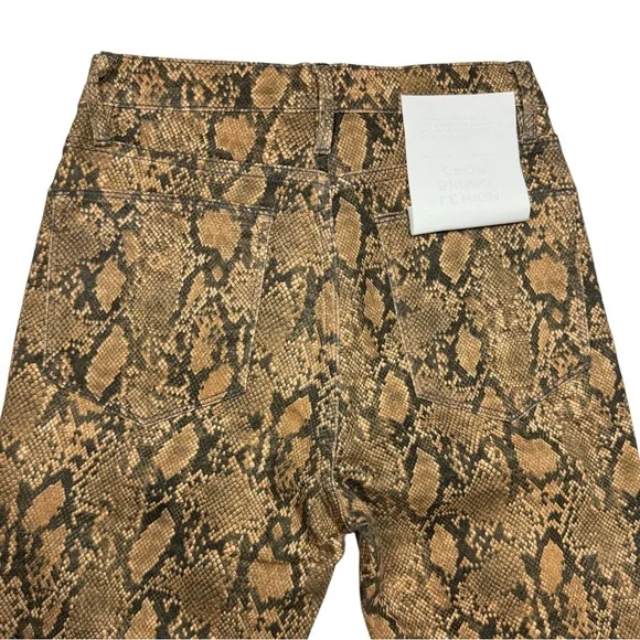 Frame NWT Le High Skinny Crop Snake Effect Jeans in Tan/Black Size 27 - Picture 8 of 16